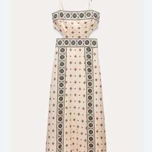 Zara Cream Cutout Linen Dress, new with tags small